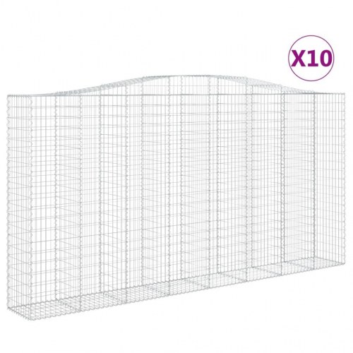 Buede gabionkurve - 10 stk. 400×50×200/220 cm i galvaniseret jern