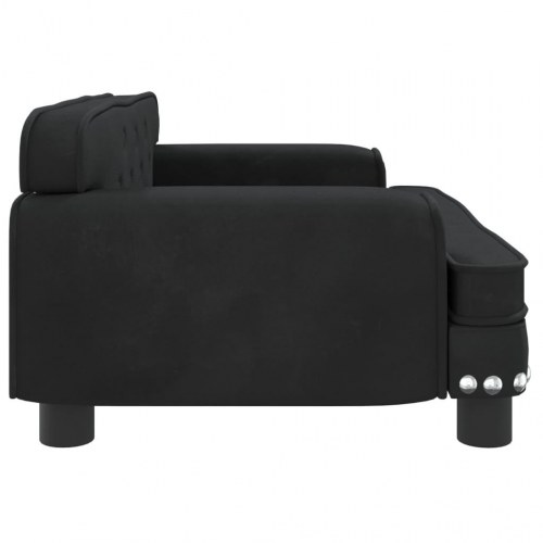 Hundeseng i velour - sort, 70 × 45 × 30 cm
