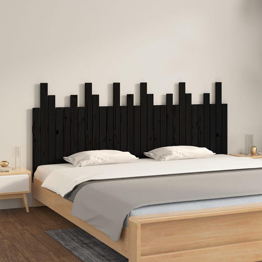 Sengegavl 185x3x80 cm massivt fyrretræ sort