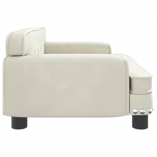 Hundeseng i velour - cremefarvet 70 × 45 × 30 cm