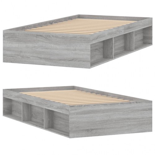 Sengeramme 90x200 cm - grå sonoma-eg med opbevaring