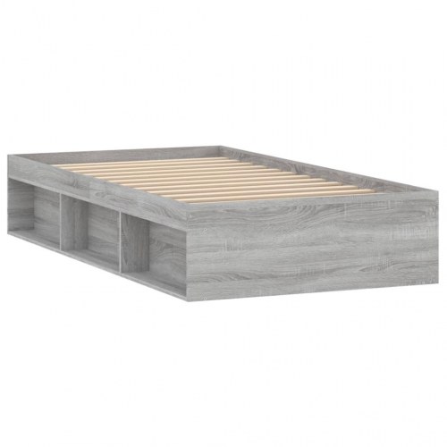 Sengeramme 90x200 cm - grå sonoma-eg med opbevaring