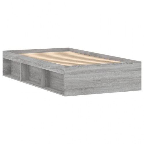 Sengeramme 90x200 cm - grå sonoma-eg med opbevaring