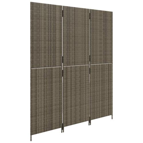 Rumdeler 3 paneler polyrattan grå