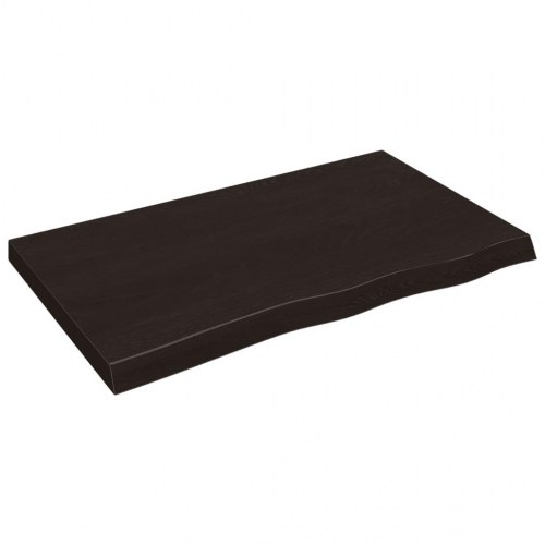 Væghylde i massivt egetræ 100×60×(2-6) cm - mørkebrun, naturlig kant