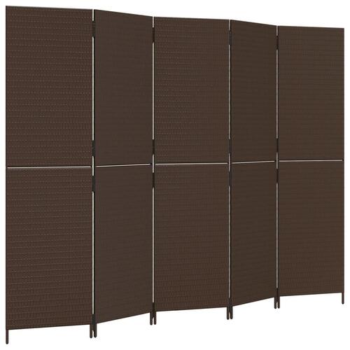 Rumdeler 5 paneler polyrattan brun