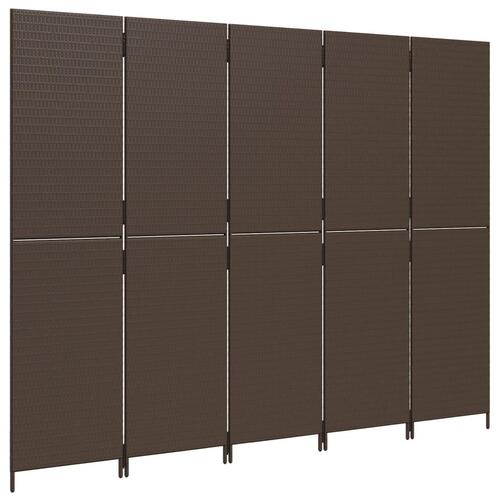 Rumdeler 5 paneler polyrattan brun
