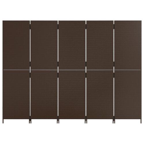 Rumdeler 5 paneler polyrattan brun