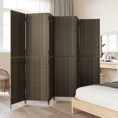 Rumdeler i polyrattan - 6 paneler, grå