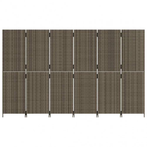 Rumdeler i polyrattan - 6 paneler, grå
