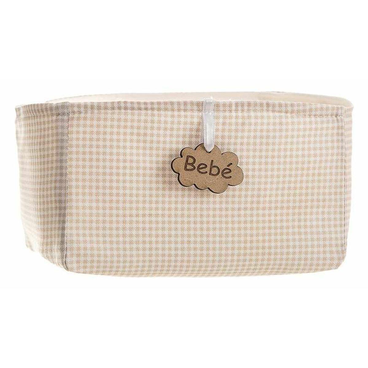 Opbevaringskurv i vichy - brun, 18 × 14 × 10,5 cm