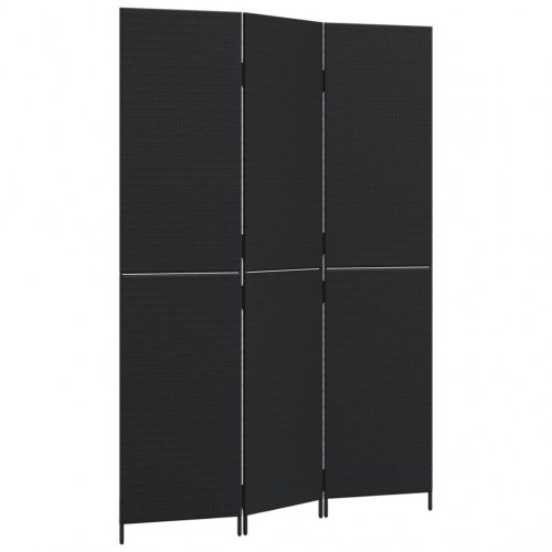 Rumdeler i polyrattan - 3 paneler, sort