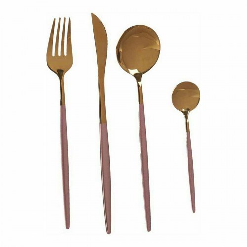 Bestik Sæt Kinvara BST-CT022 Pink Gylden Rustfrit stål 16 x 5 x 24,5 cm (12 enheder)
