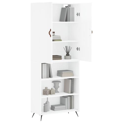 Højskab 69,5x34x180 cm konstrueret træ hvid højglans