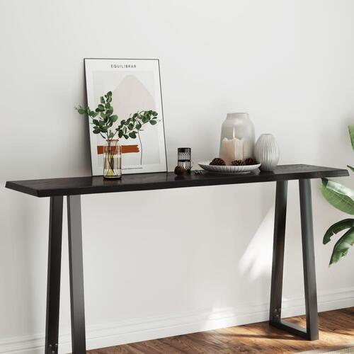 Bordplade 160x40x(2-4) cm naturlig kant behandlet træ mørkebrun
