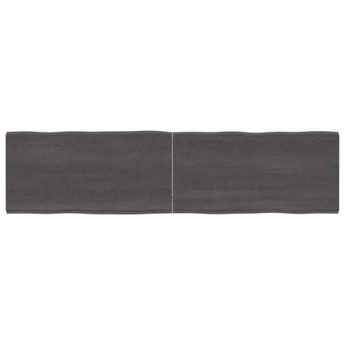 Bordplade 160x40x(2-4) cm naturlig kant behandlet træ mørkebrun