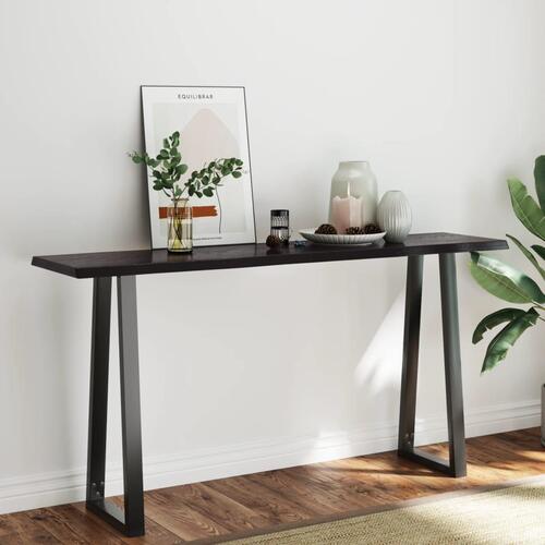 Bordplade 160x40x(2-4) cm naturlig kant behandlet træ mørkebrun
