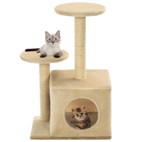 Kradsetræ til katte med sisal-kradsestolper 60 cm - beige