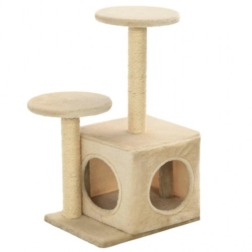 Kradsetræ til katte med sisal-kradsestolper 60 cm - beige