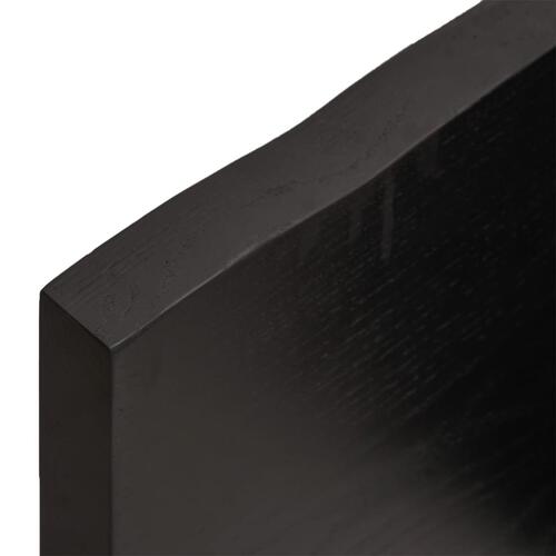 Bordplade 160x40x(2-4) cm naturlig kant behandlet træ mørkebrun