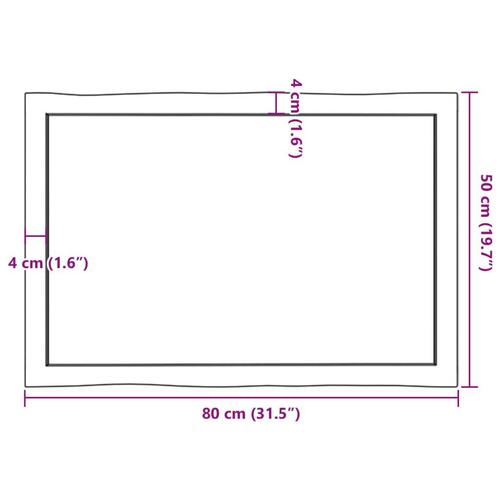 Bordplade 80x50x(2-6)cm naturlig kant ubehandlet massivt træ