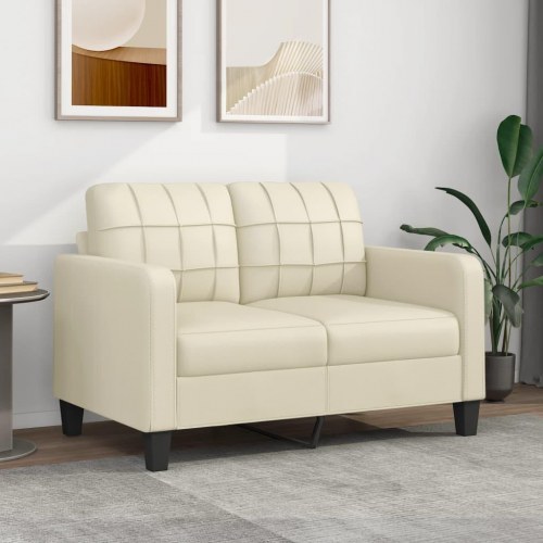 2-personers sofa i kunstlæder - creme, 120 cm sædebredde