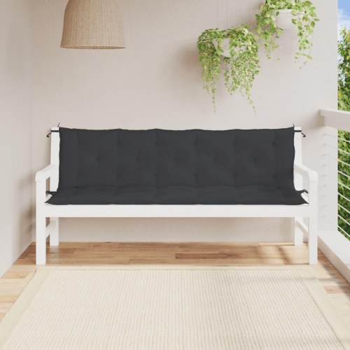 Havebænkhynder med sæde- og ryghynde 180 x 50 x 7 cm - sort