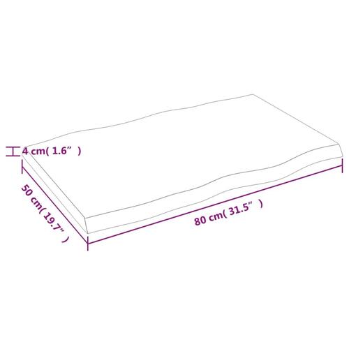 Bordplade 80x50x(2-4)cm naturlig kant ubehandlet massivt træ