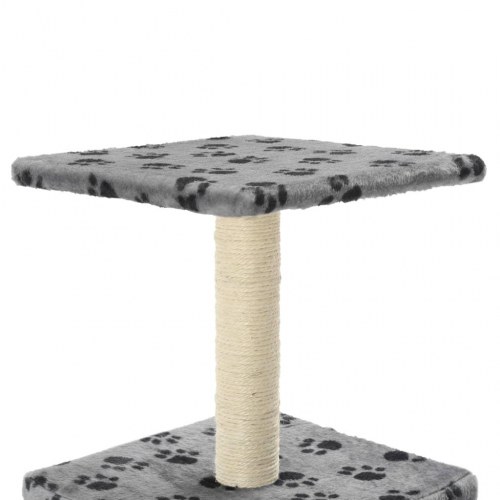 Kradsetræ til katte 55 cm - grå med poteprint og sisalstolpe