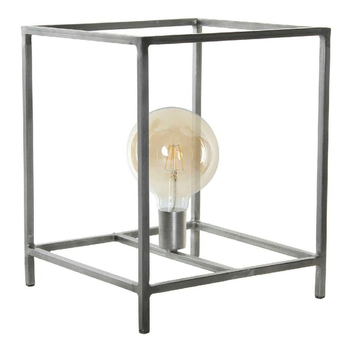 Bordlampe i metal - grå, vintage 33 × 33 × 40 cm