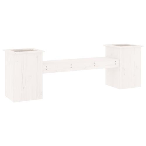 Bænk med plantekasser 184,5x39,5x56,5 cm massivt fyrretræ hvid