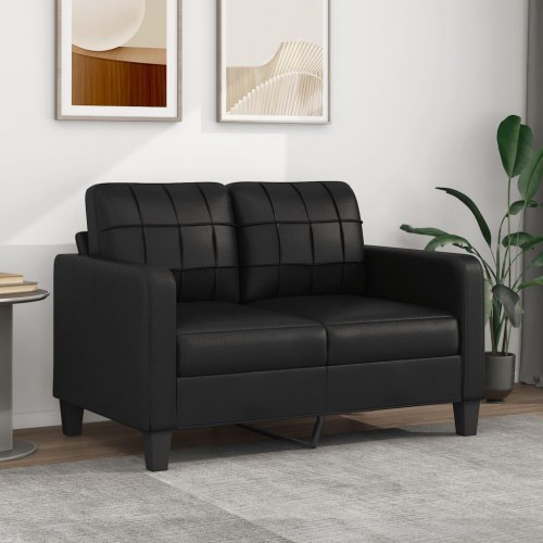 2-personers sofa i kunstlæder - 120 cm, sort