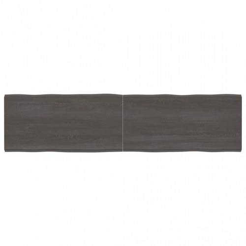 Bordplade 200x50x(2-4) cm naturlig kant behandlet træ mørkebrun