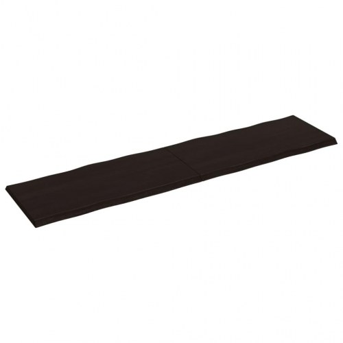 Bordplade 200x50x(2-4) cm naturlig kant behandlet træ mørkebrun