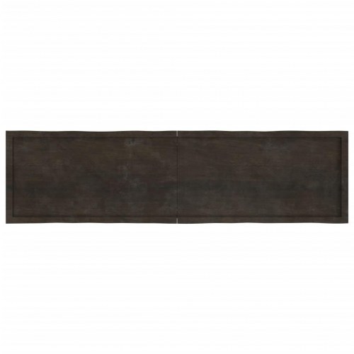 Bordplade 200x50x(2-4) cm naturlig kant behandlet træ mørkebrun