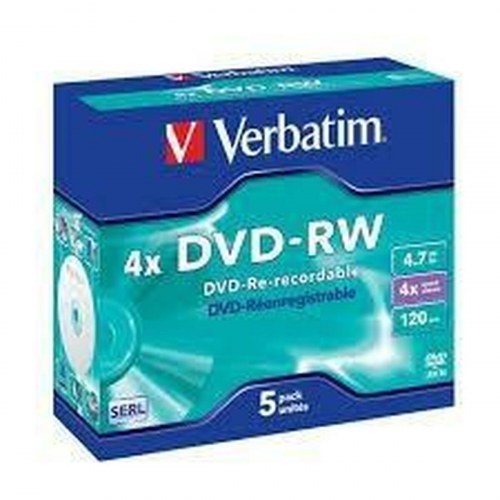 DVD-RW skiver Verbatim 4,7 GB 4x - 5-pak, sort