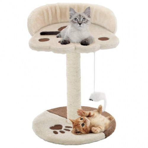Kradsetræ til katte med sisal-kradsestolper 40 cm - beige/brun