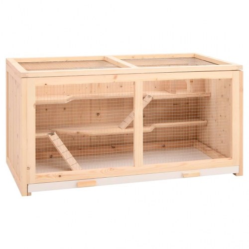 Hamsterbur 104x52x54 cm massivt træ gran