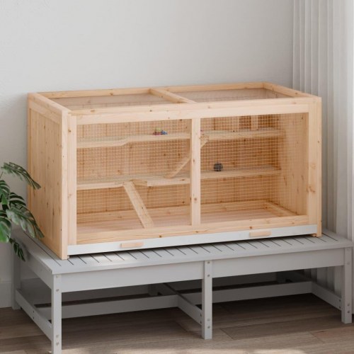 Hamsterbur 104x52x54 cm massivt træ gran