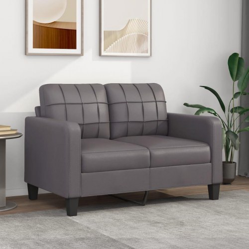 2-personers sofa i kunstlæder - 120 cm, grå
