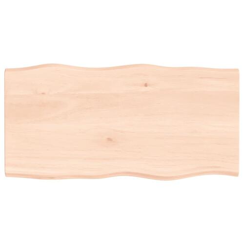 Bordplade 100x50x2 cm naturlig kant ubehandlet massivt egetræ