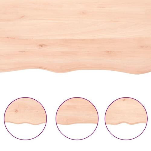Bordplade 100x50x2 cm naturlig kant ubehandlet massivt egetræ