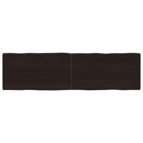Bordplade 180x50x(2-6) cm naturlig kant behandlet træ mørkebrun