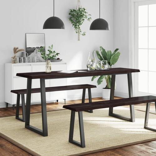Bordplade 180x50x(2-6) cm naturlig kant behandlet træ mørkebrun