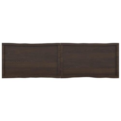 Bordplade 180x50x(2-6) cm naturlig kant behandlet træ mørkebrun