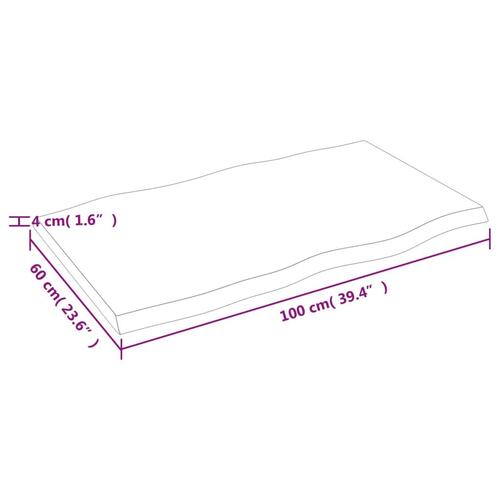 Bordplade 100x60x(2-4)cm naturlig kant ubehandlet massivt træ