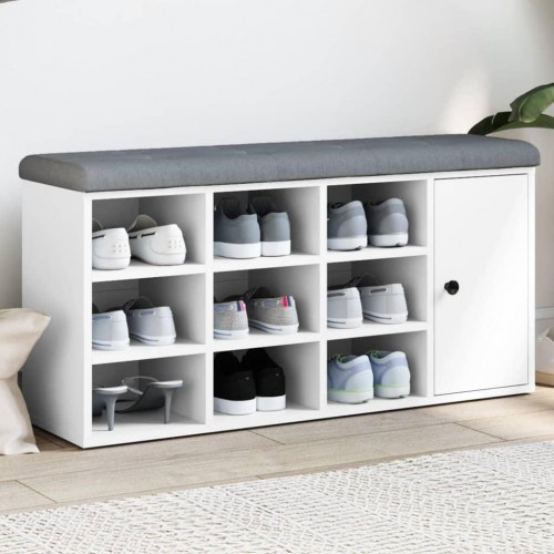 Skobænk 102x32x50 cm konstrueret træ hvid