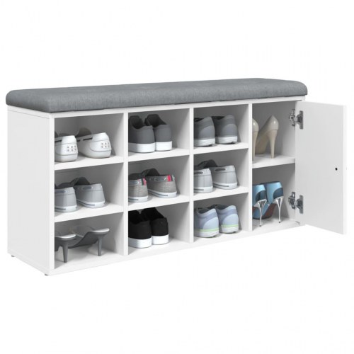 Skobænk 102x32x50 cm konstrueret træ hvid