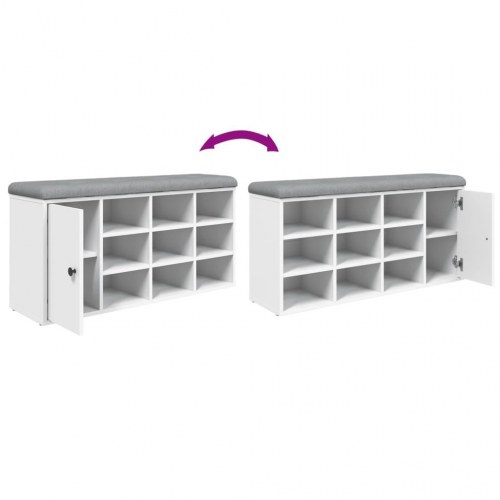 Skobænk 102x32x50 cm konstrueret træ hvid