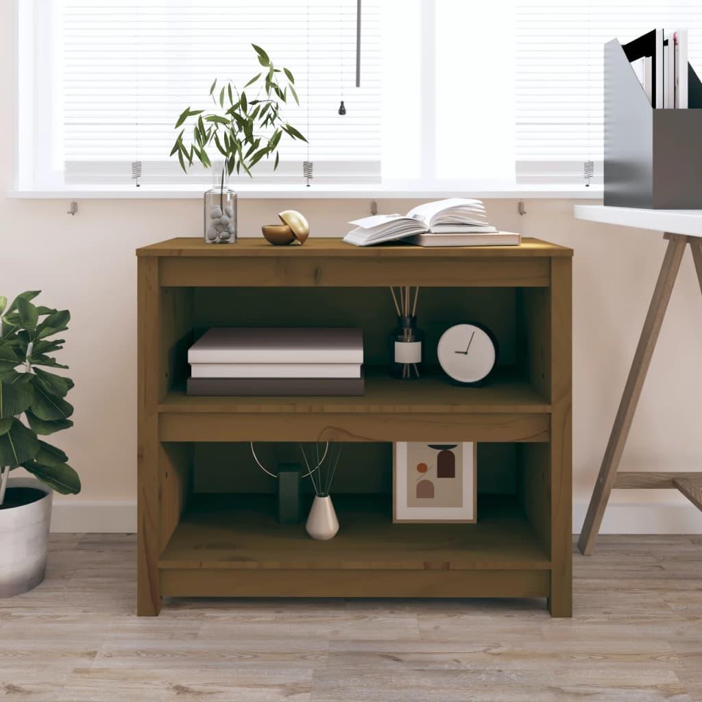 Bogreol 80x35x68 cm massivt fyrretræ gyldenbrun
